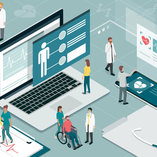 IT im Gesundheitswesen Illustration zur Versinnbildlichung von IT im Gesundheitswesen.