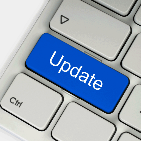 Tastatur, Update, Aktualisieren Schaltfläche "Update" auf der weißen Tastatur
