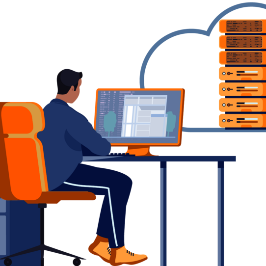 Eine Person arbeitet im Homeoffice aus der Cloud