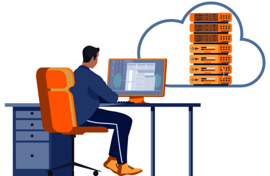 Eine Person arbeitet im Homeoffice aus der Cloud