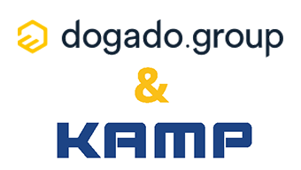 Bild mit Logoabbildungen von dogado und kamp